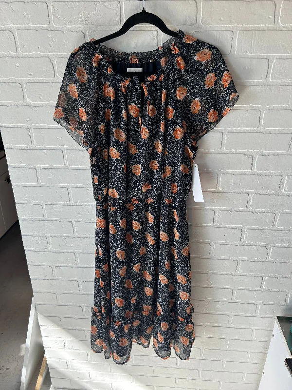 Dress Casual Midi By Loft In Blue & Orange, Size: L