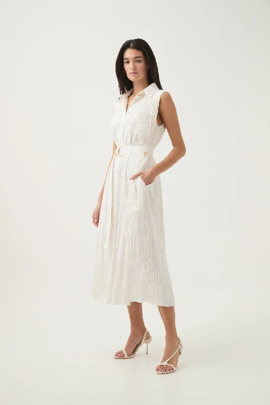 Risen Crushed Pleat Midi Dress