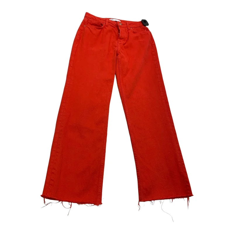 Jeans Straight By Zara In Red Denim, Size: 4